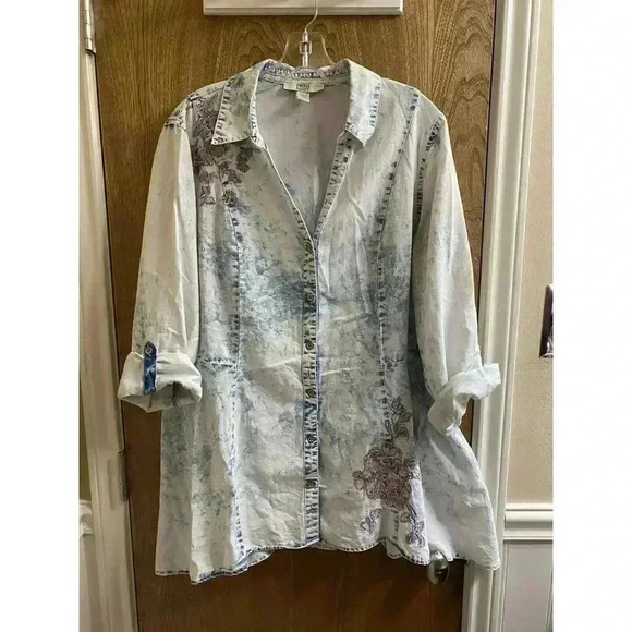 VINTAGE AMERICA BLUES Western Scarlett Embroidered Button Down Shirt Size XL - Picture 2 of 12